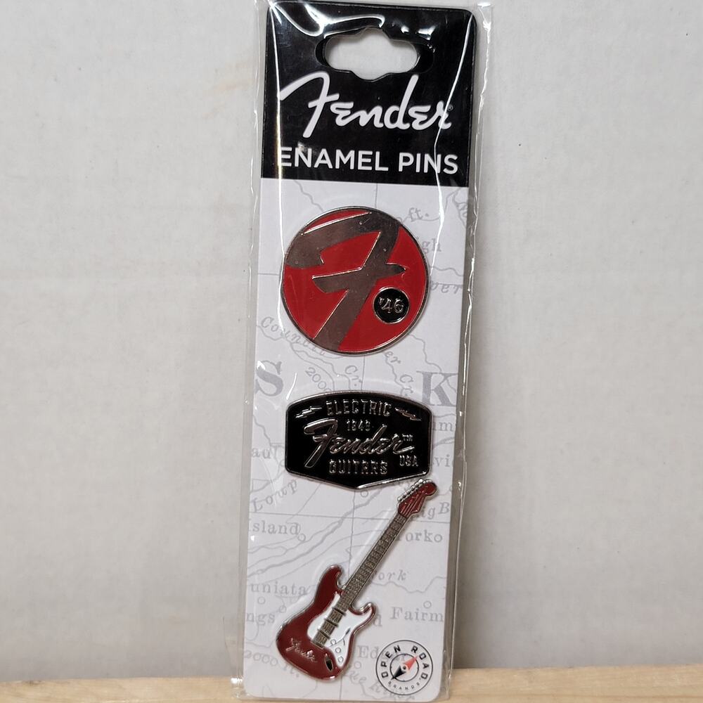 Set of 3 FENDER Enamel Pins NEW / SEALED